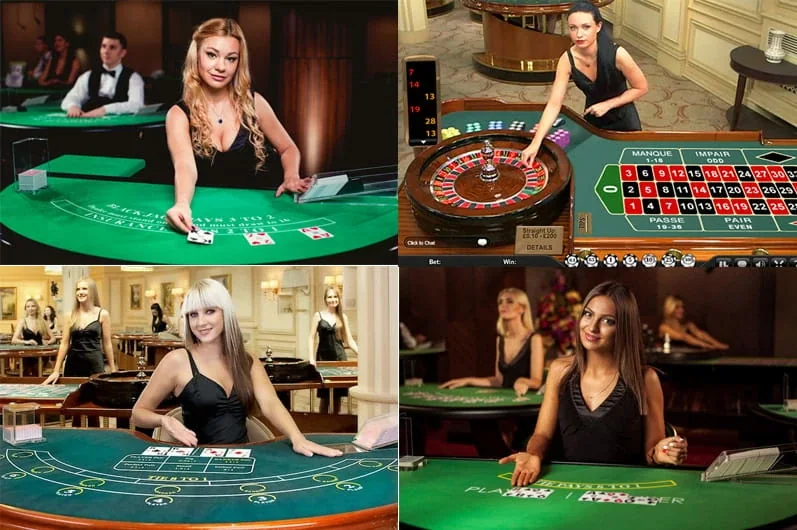 Meja dealer langsung untuk pilihan baccarat dan permainan kartu